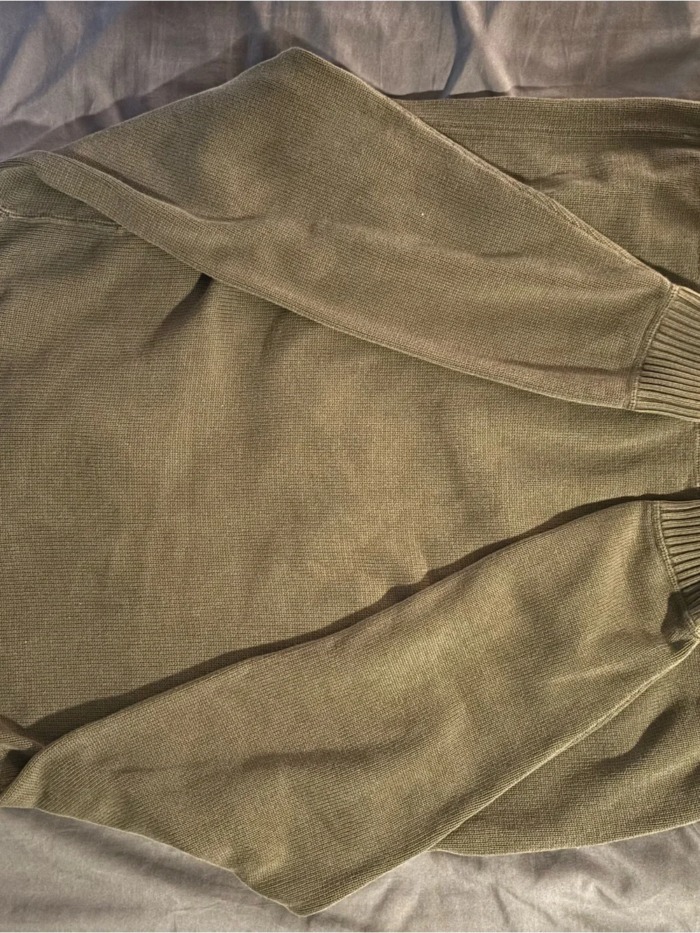 Eddie Bauer Olive Zip-Neck Sweater